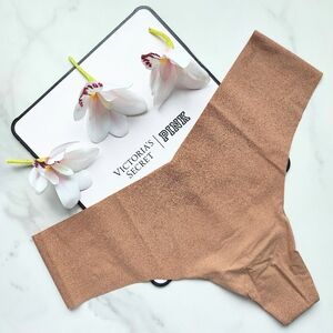 NWT PINK VICTORIA'S SECRET NO-SHOW SMOOTH THONG PANTY IN TOFFEE SIZE LARGE